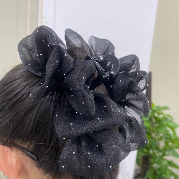 Elegant Black Hair Bow with Rhinestones main image 5